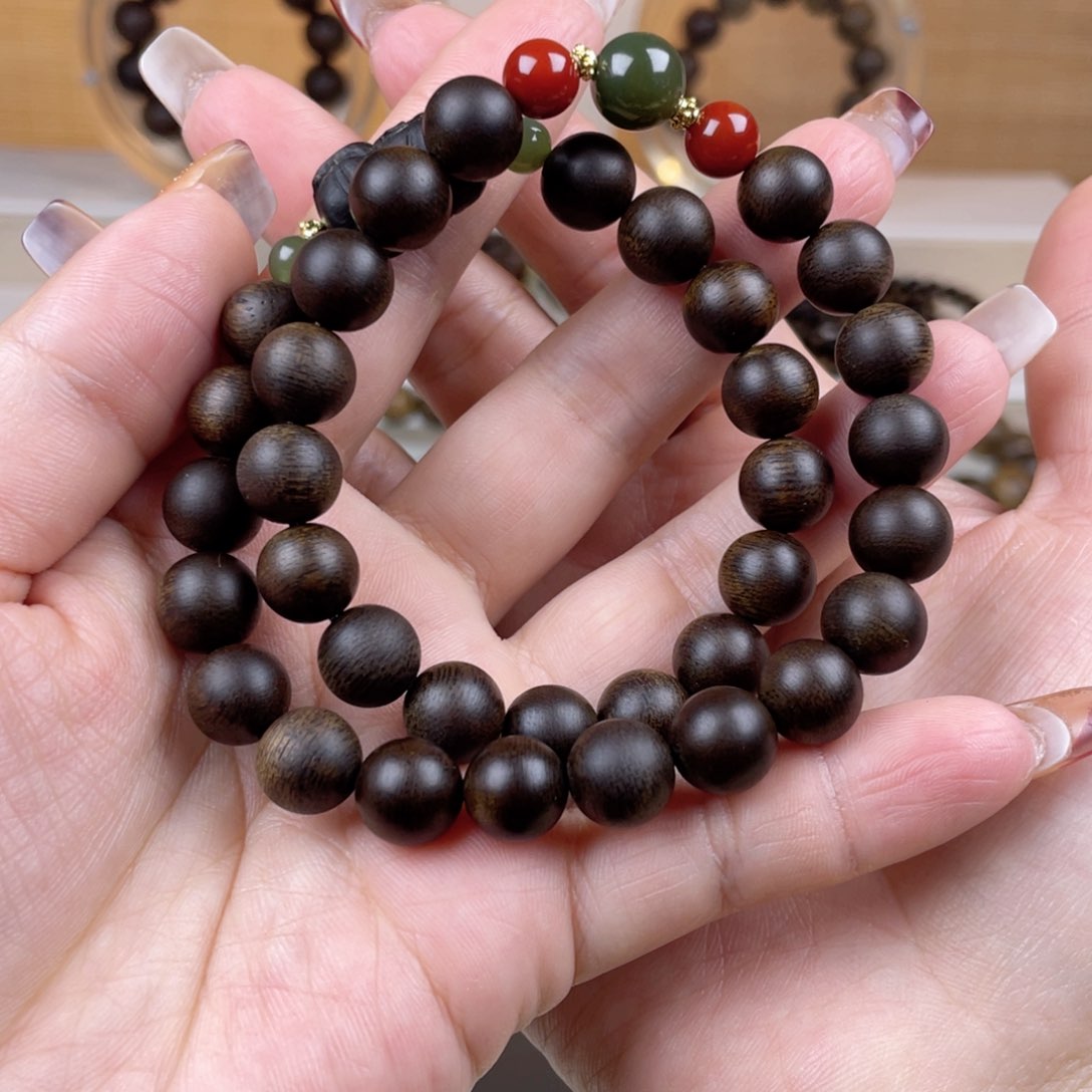 沉香手串未*越南芽庄白棋楠