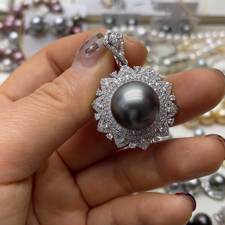 海水珍珠吊坠(不含链)银S925镶嵌