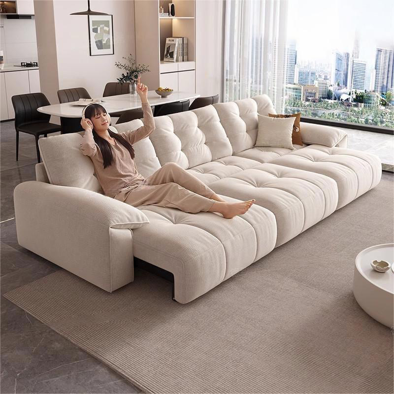 电动沙发床拉点软包雪尼尔布艺客厅奶油风折叠伸缩多功能云朵沙发
