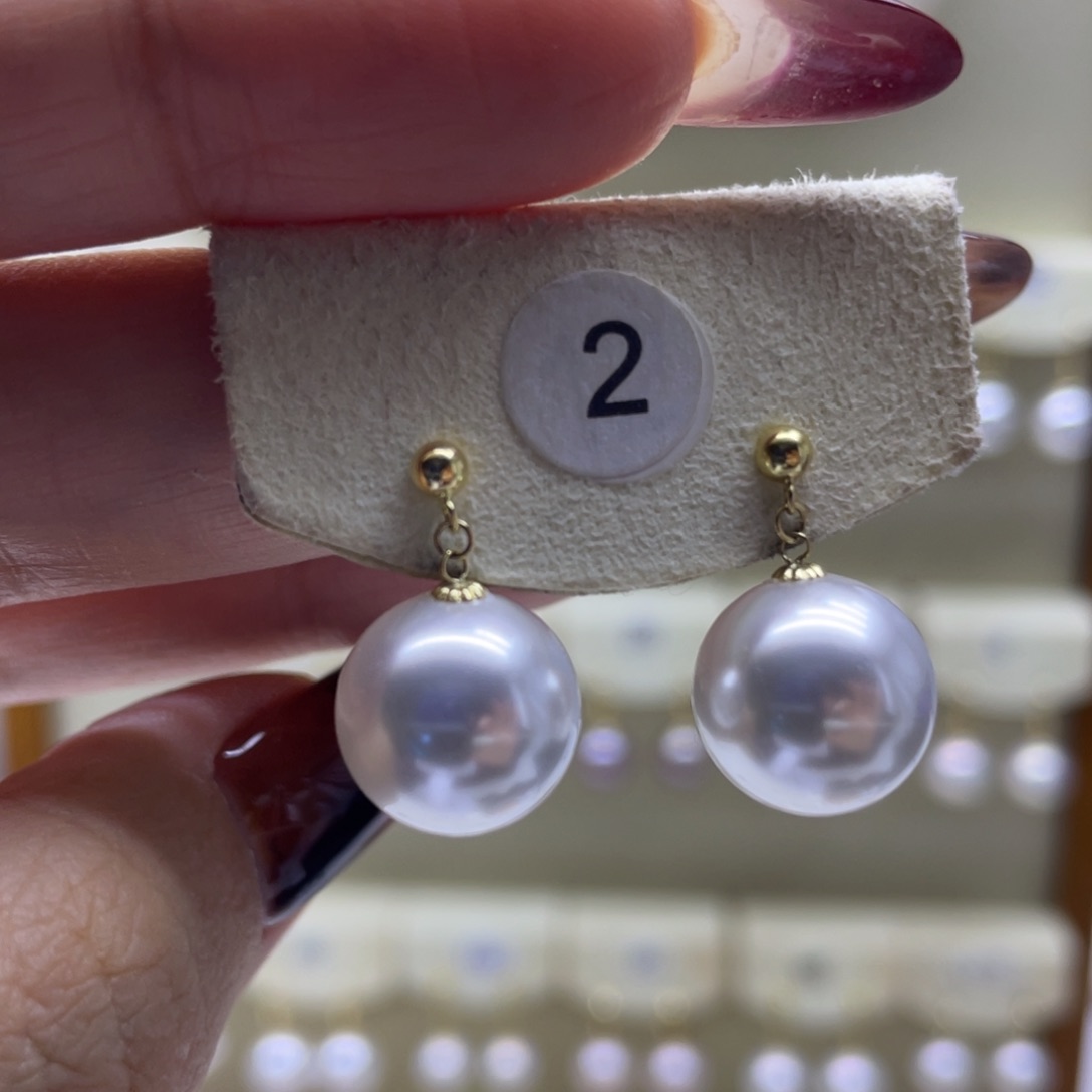 淡水珍珠耳饰18K金镶嵌