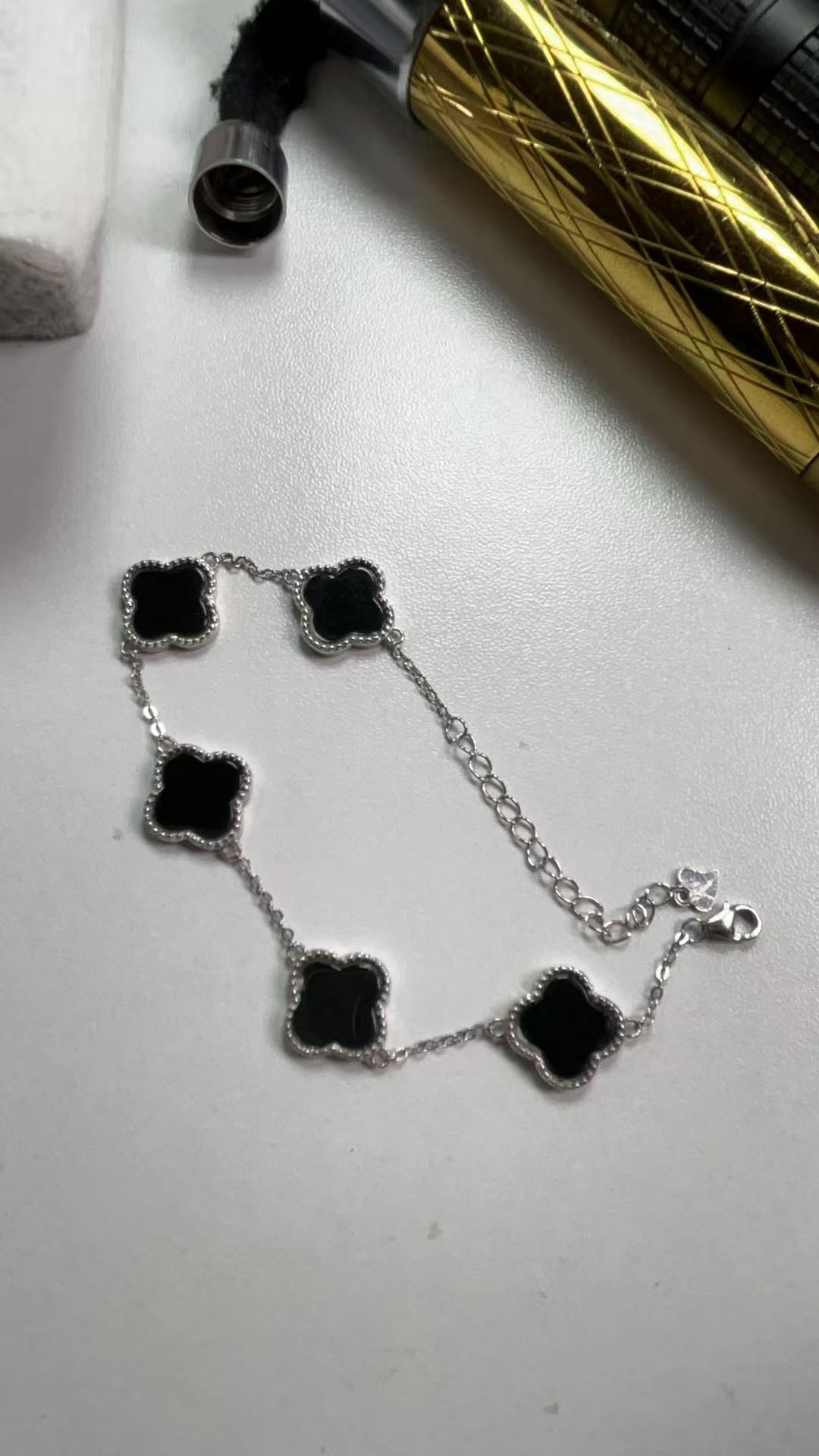 墨翠四叶草手链全透