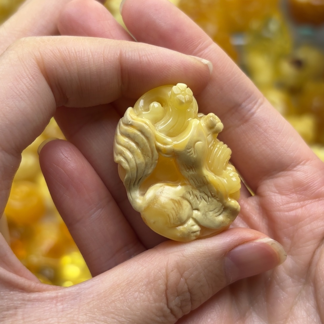 裸石蜜蜡未镶嵌蜜蜡吊坠打孔不退不换