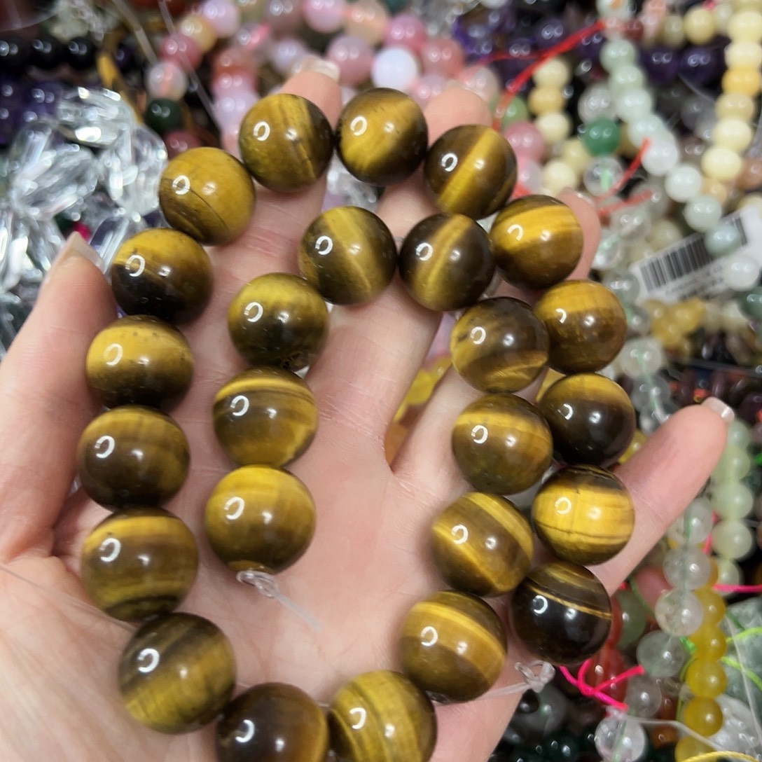 泡***泡玛瑙/玉髓未镶嵌珠宝半成品，A级卡16黄虎眼一条