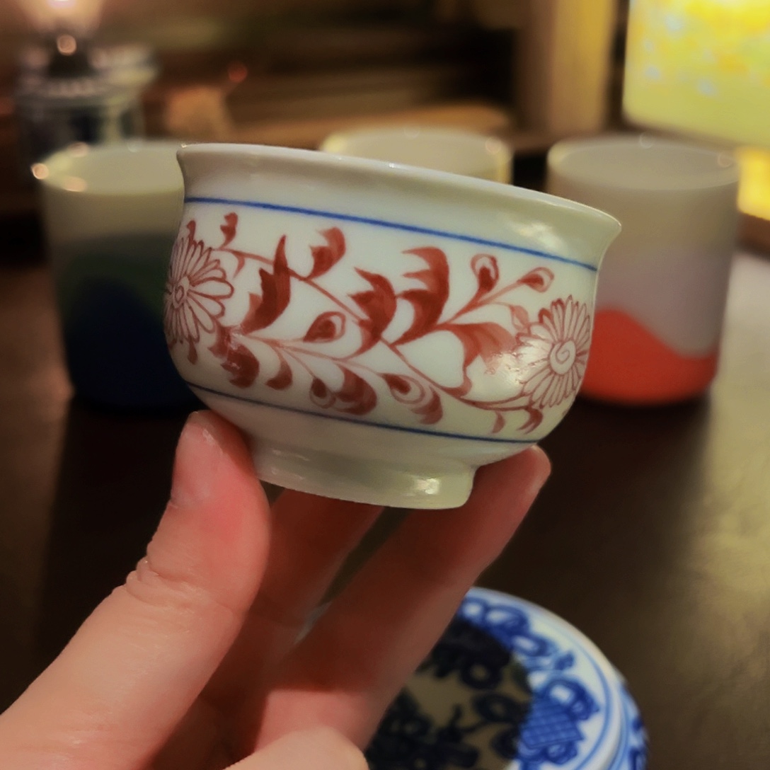 杯子精品手绘釉里红单杯福利价