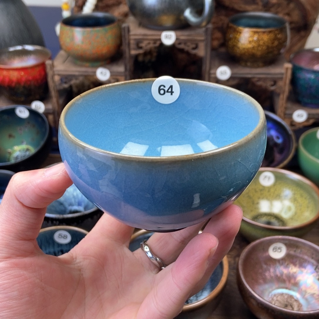 茶盏冰蓝碎玉主人杯