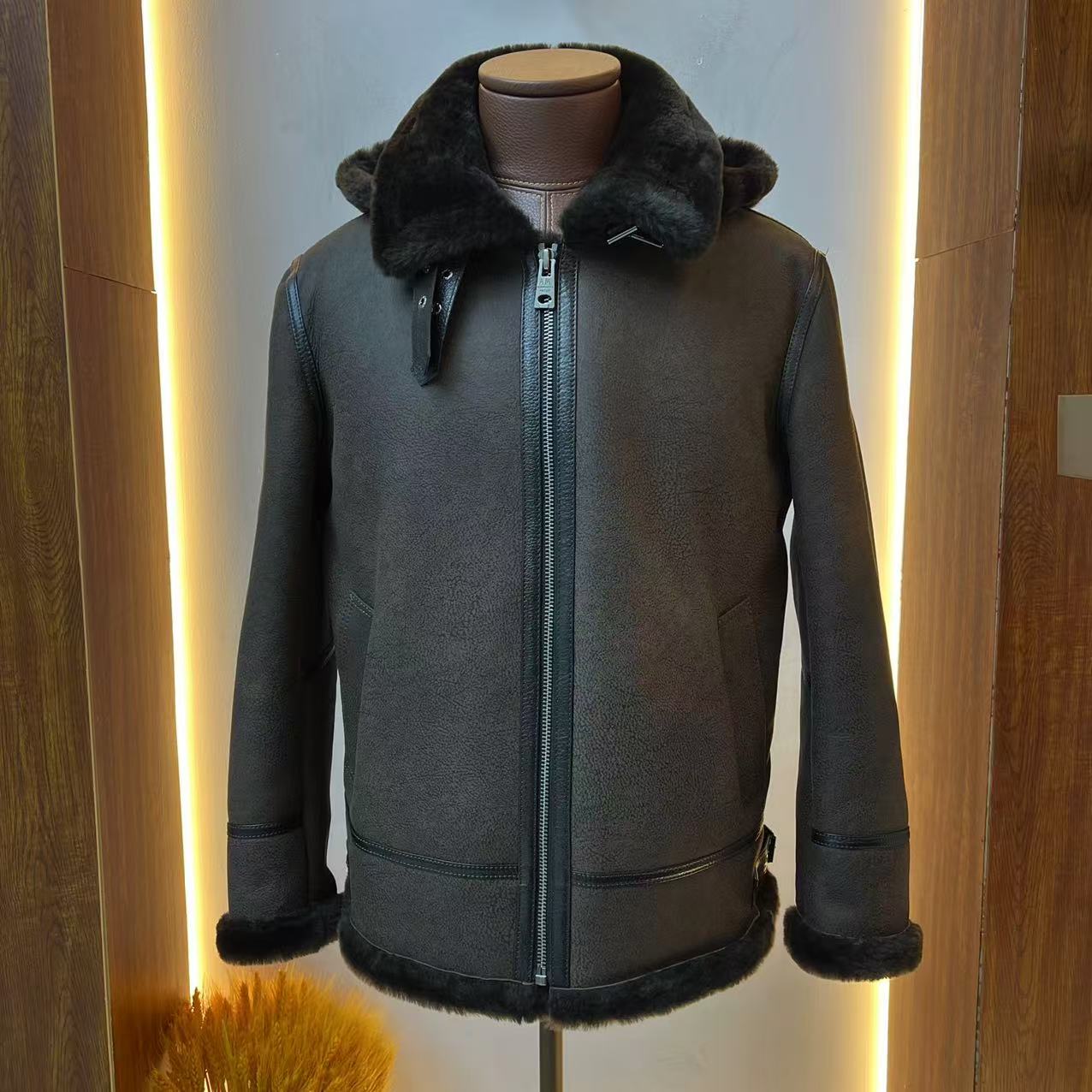 BENZHI/男士皮毛一体休闲时尚冬季2025年新款皮草外套