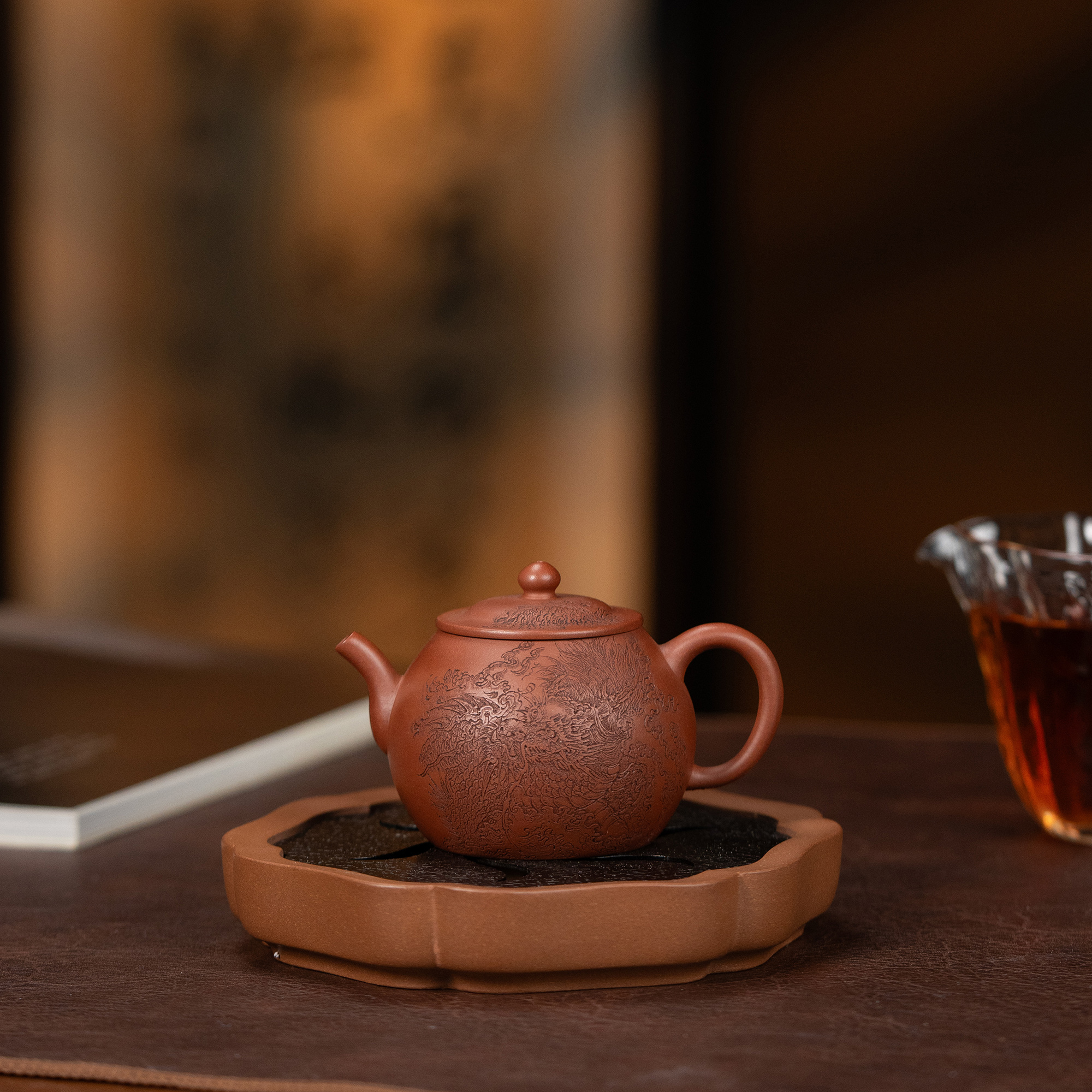 【利贞l龙腾潘壶】原矿底槽清 约150cc 手工制作 紫砂壶茶具JJK