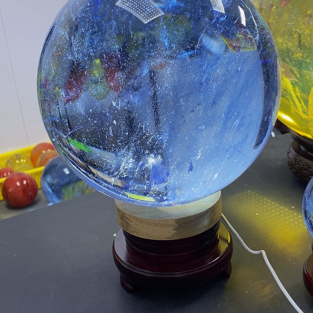 旭***启石材20.2厘米蓝水摆件