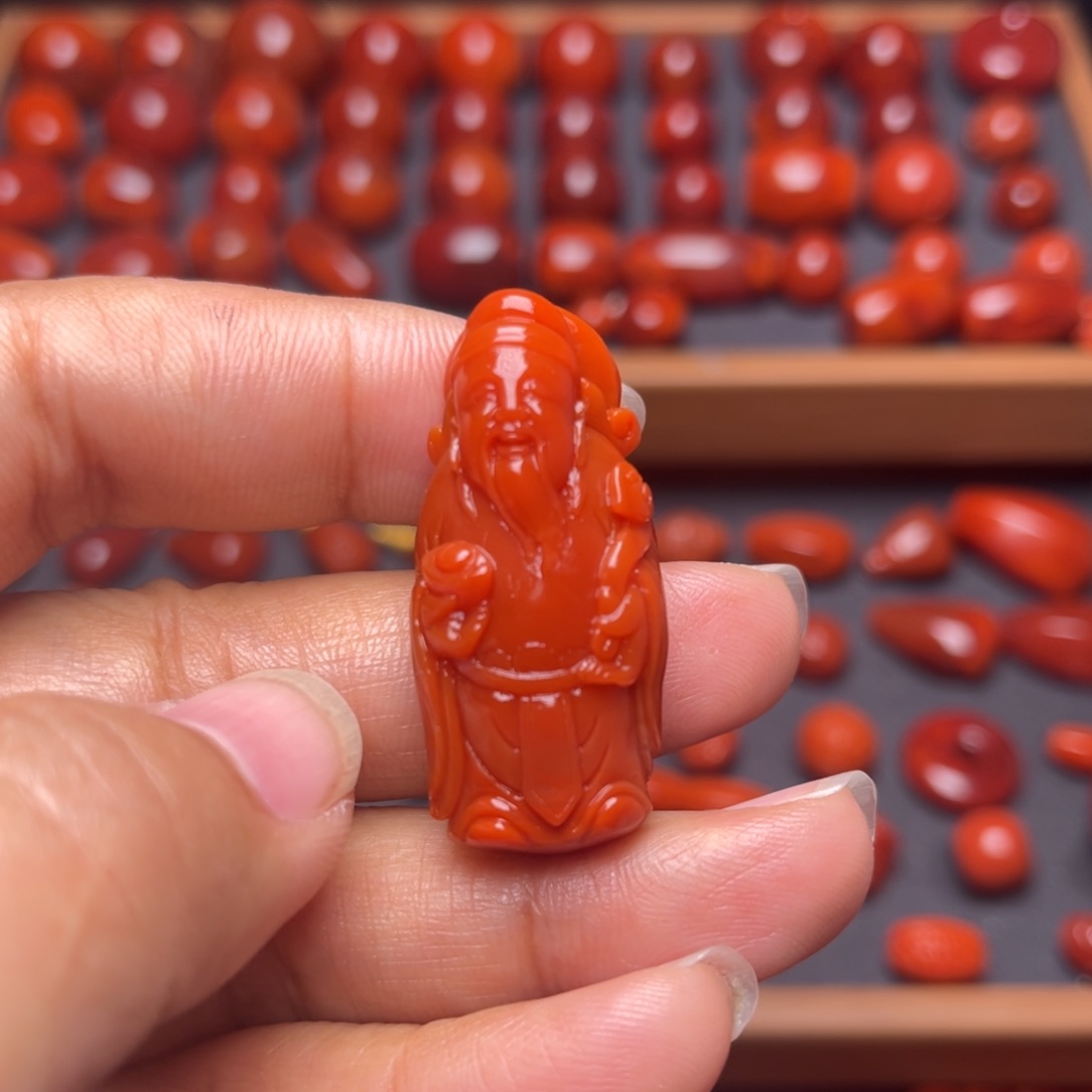 南红玛瑙配饰未镶嵌财神挂件