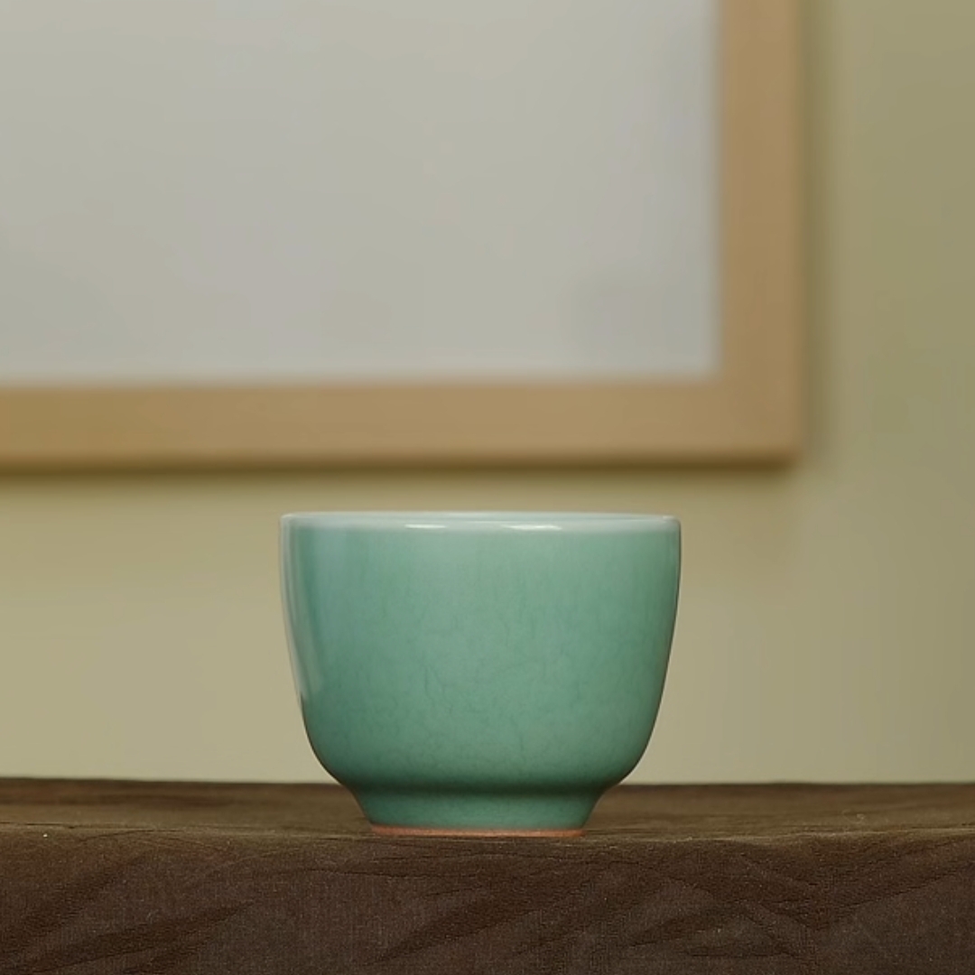 哑光梅子青直口杯陈卫武龙泉青瓷