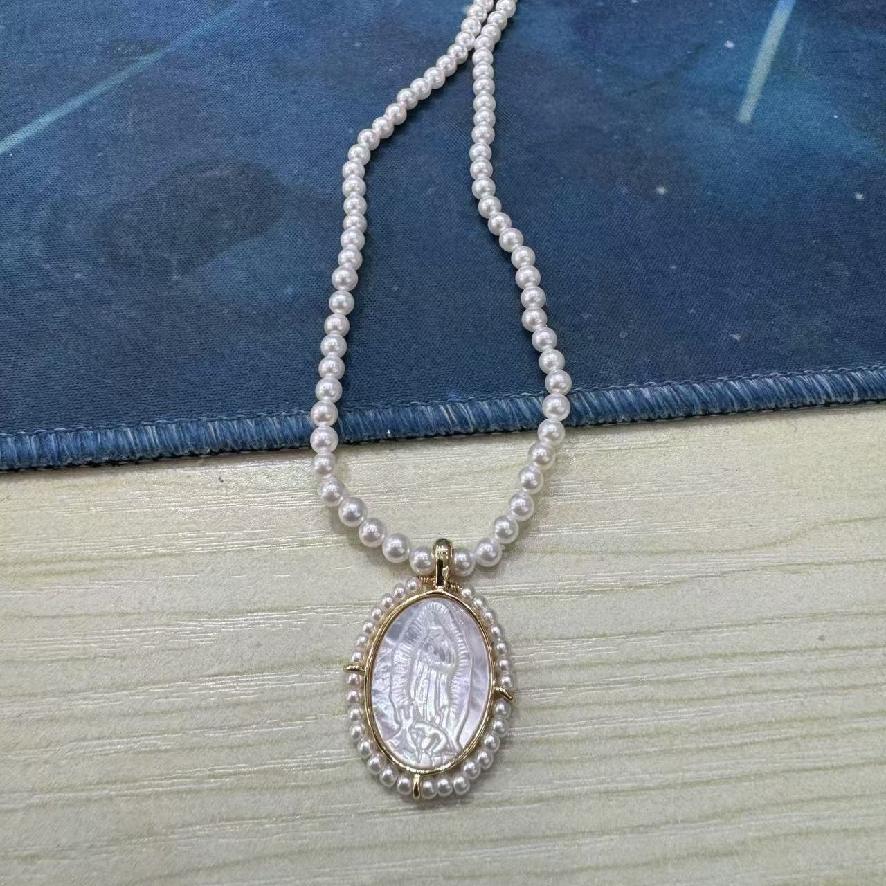 【SG】贝母吊坠搭配小米珠毛衣链