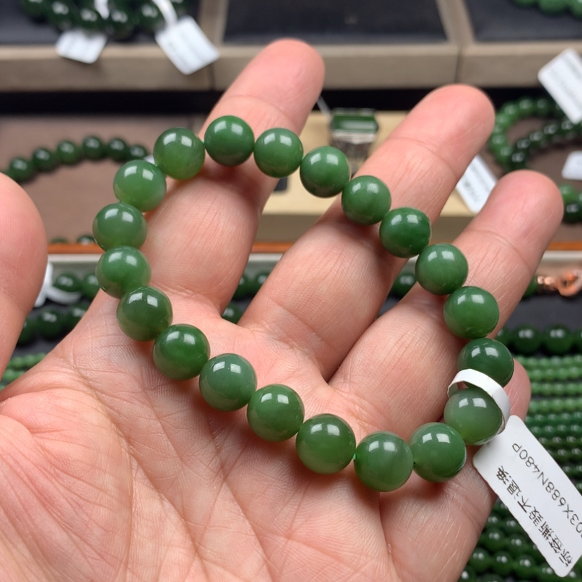 【闪购商品】和田玉（碧玉）手串未镶嵌10mm阳绿