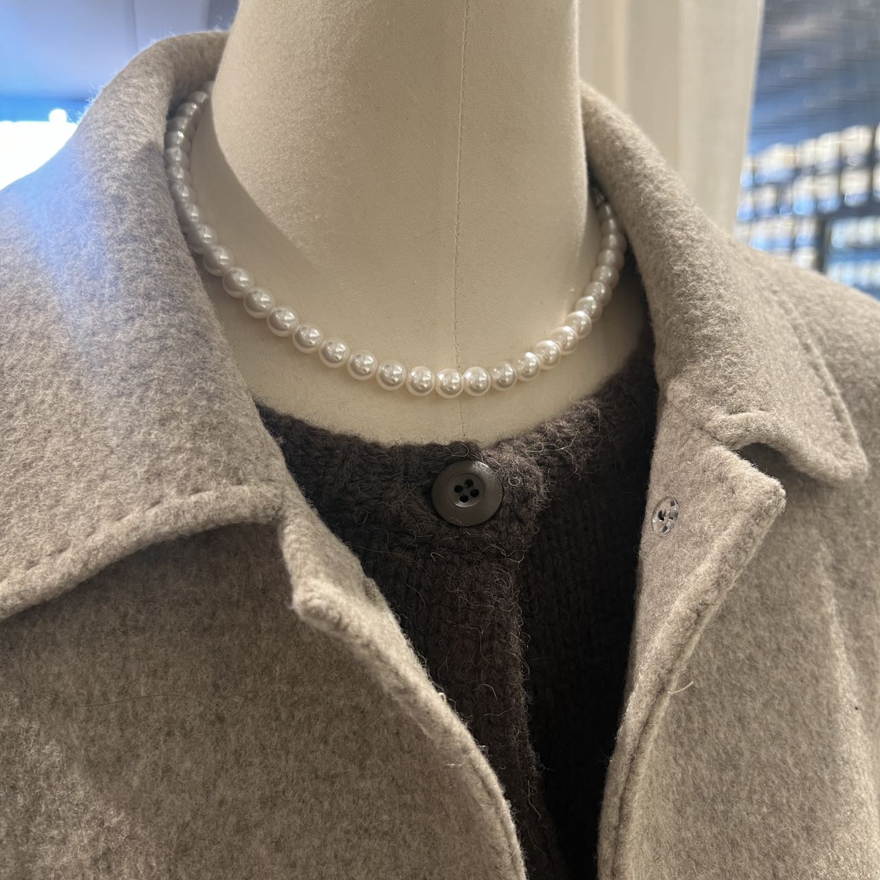 非金属仿珍珠项链 1223 TJ韩国代购925银8mm龙虾扣珍珠项链饰品