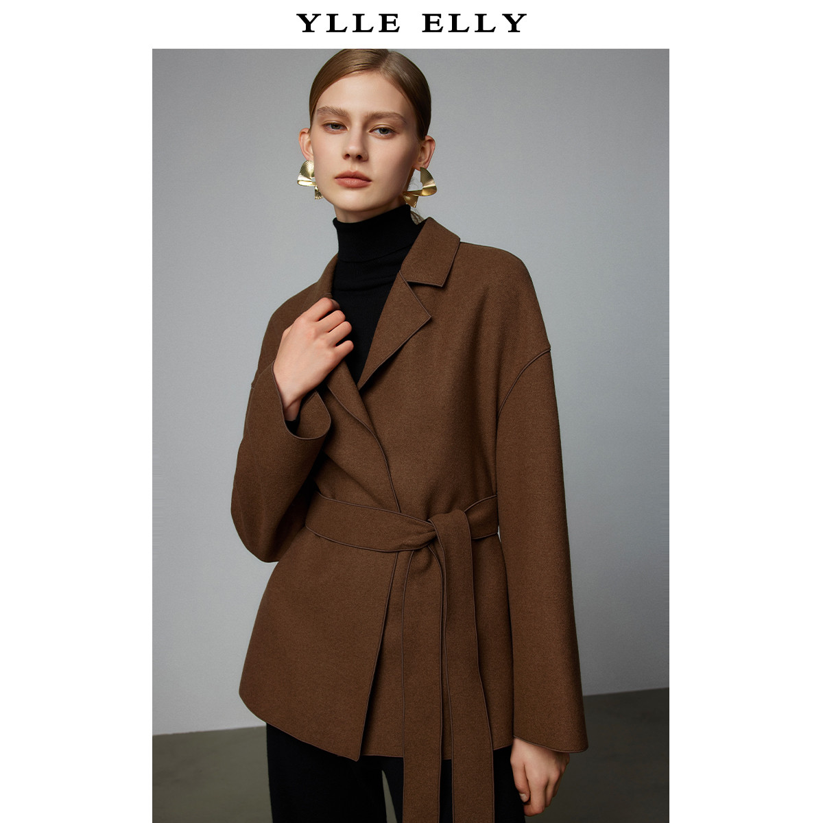 【商场同款】曼德诗绵羊毛大衣收腰双面呢外套Y430597