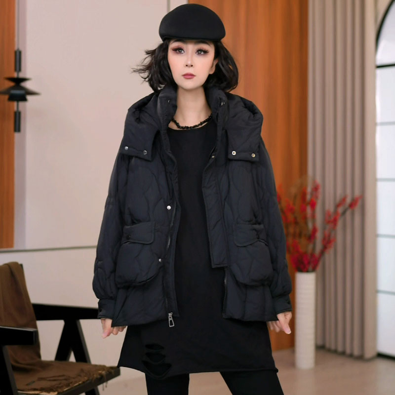 9229秋冬新款韩版2025宽松休闲时尚短款连帽羽绒服女