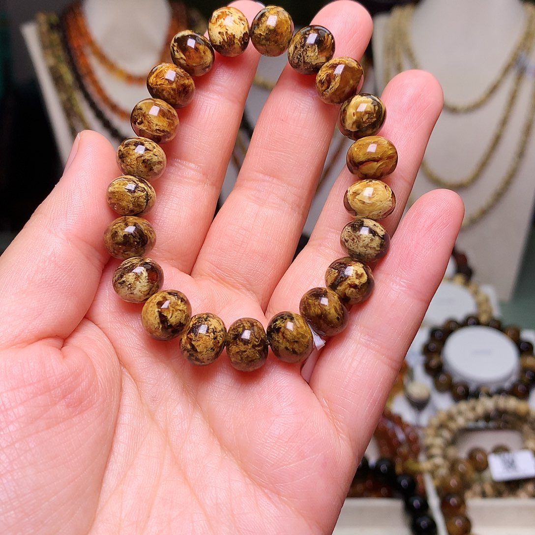 琥珀未镶嵌裸石10/老黄花单圈-824