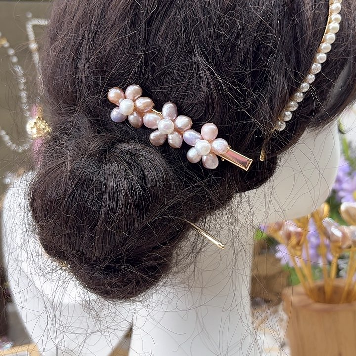 银S925镶嵌淡水珍珠发饰