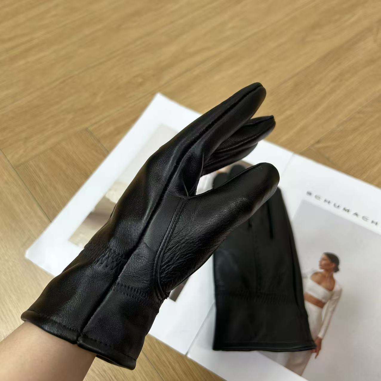 秋冬女士气质百搭高级感加绒保暖皮手套Y1100