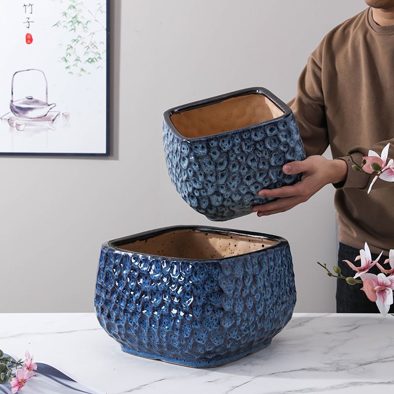 方形花盆陶瓷家用大号孔雀蓝欧式简约创意兰花蝴蝶兰专用绿植盆景