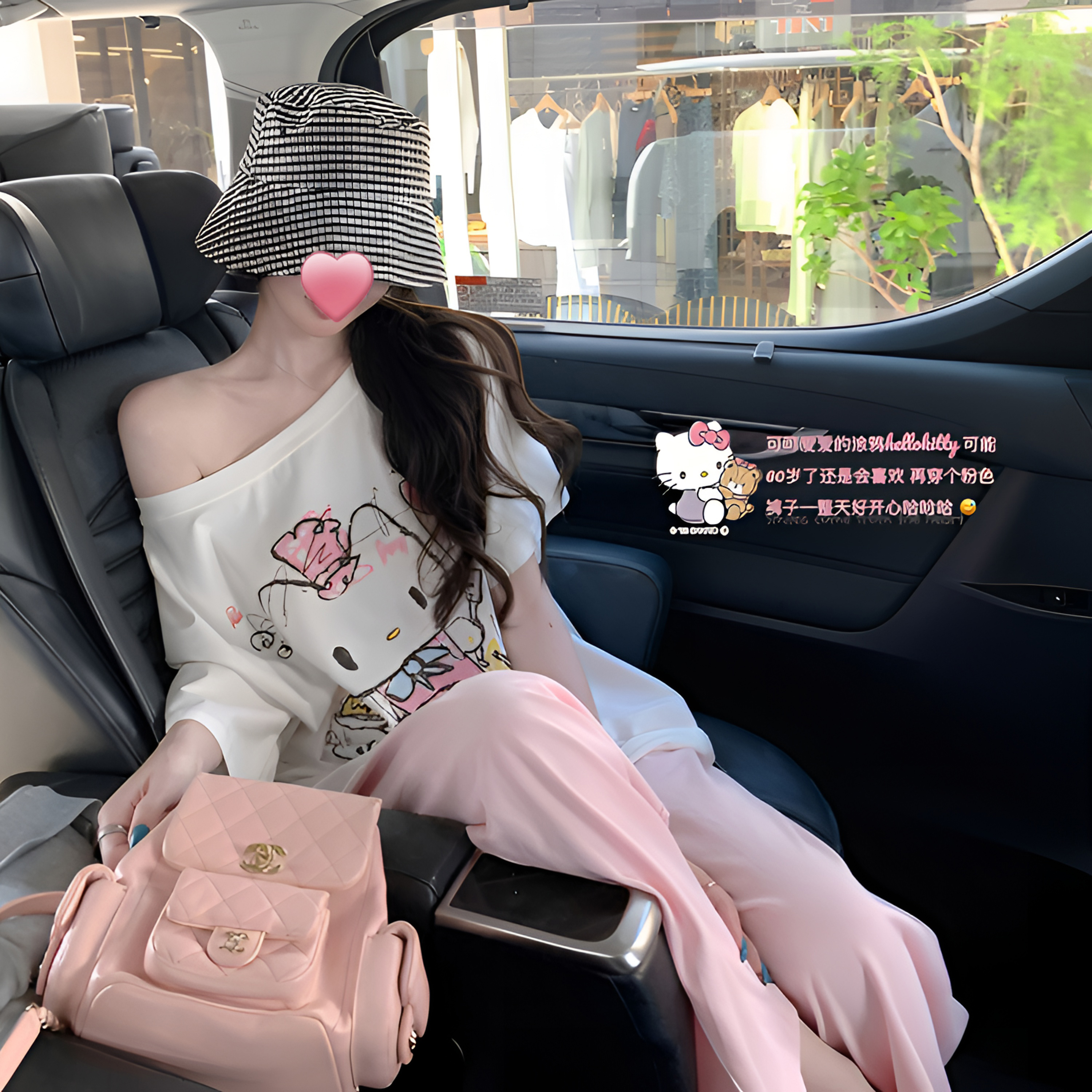 可爱涂鸦t 露肩印花半袖T恤女宽松韩系慵懒松弛感斜肩上衣