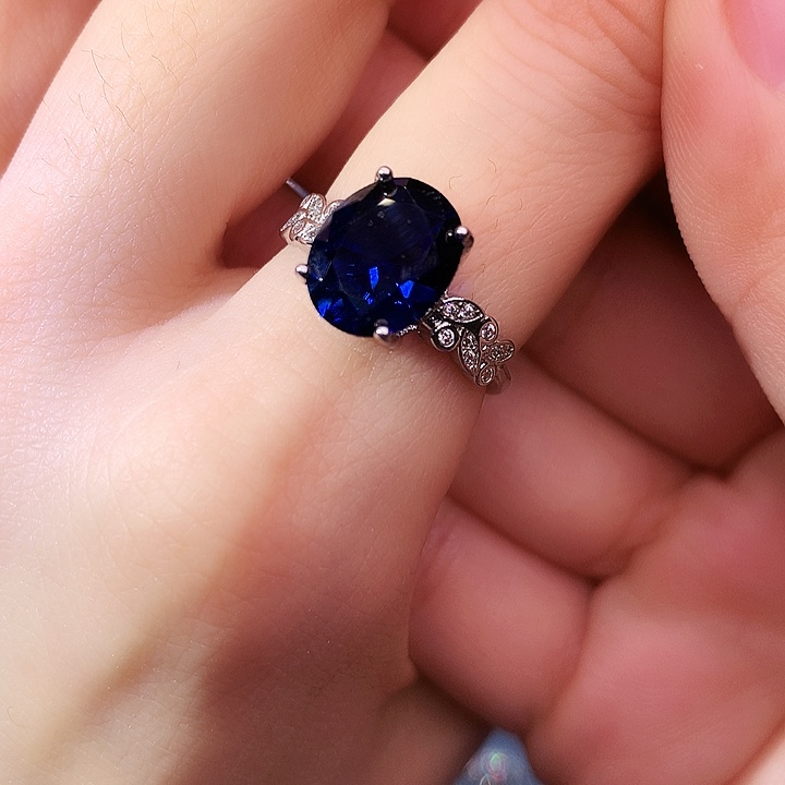 蓝宝石戒指银S925镶嵌