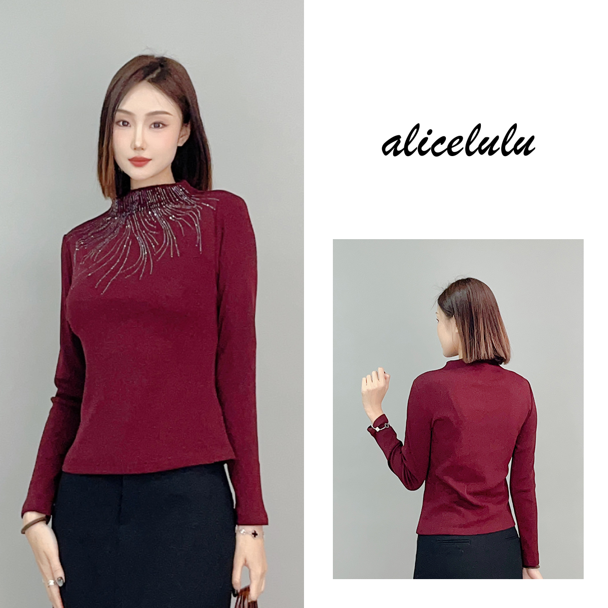 1 ALICE 闪耀自我衬衫 时髦烫钻 优雅显瘦 S1034910L