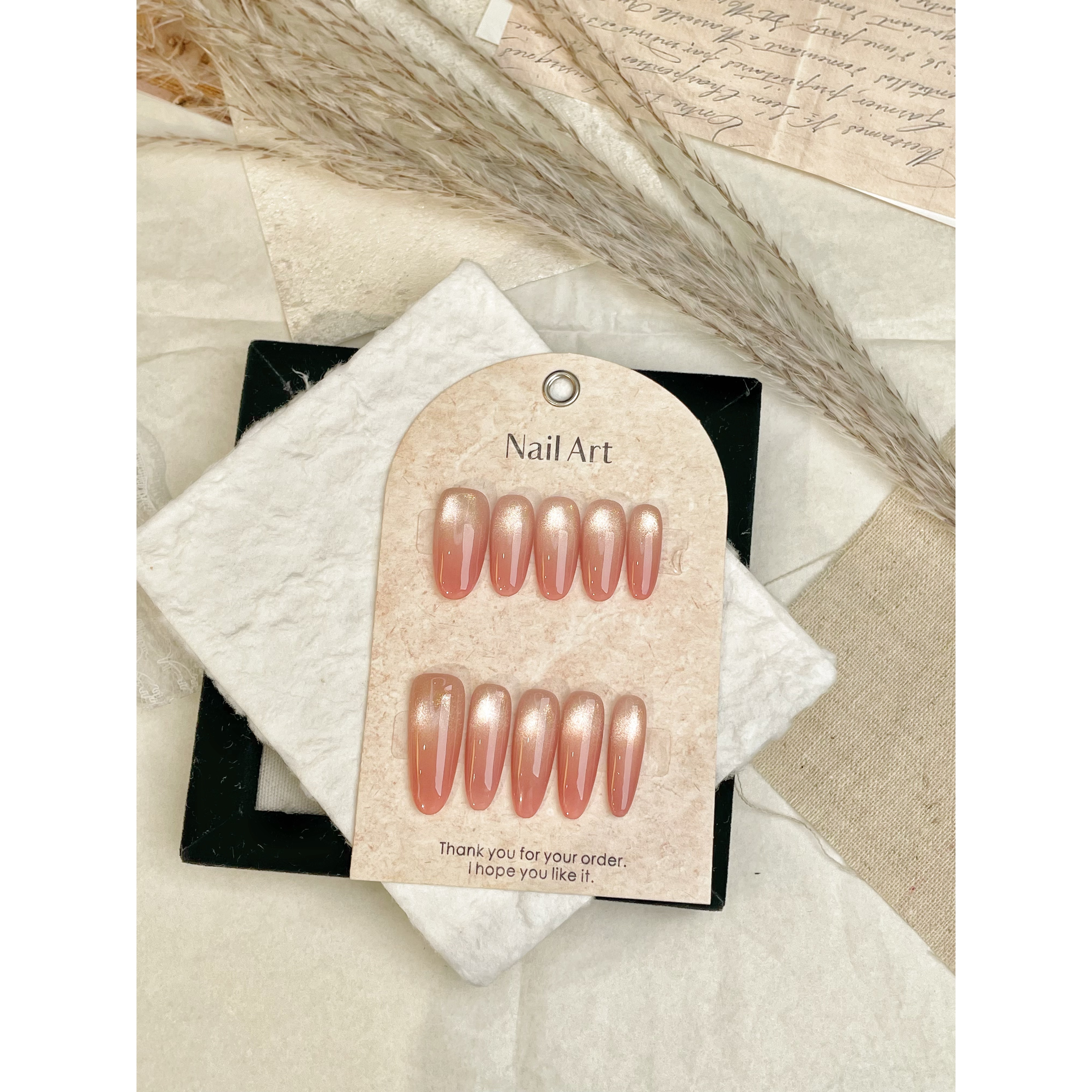 蜜桃啵啵-纯手工穿戴甲-送工具包-掉钻包补