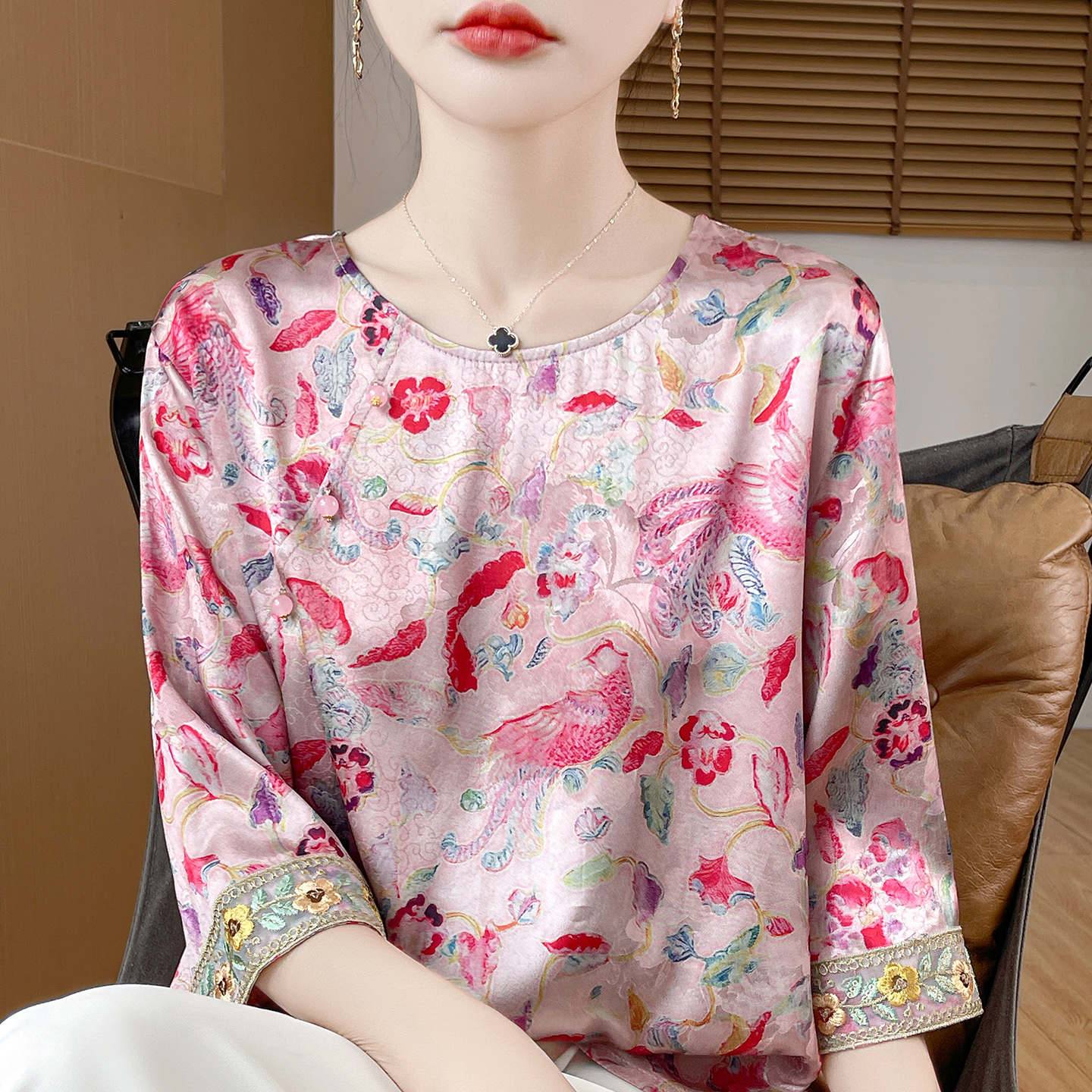 【2025年定制重磅提花工艺新中式上衣中国风宽松C】
