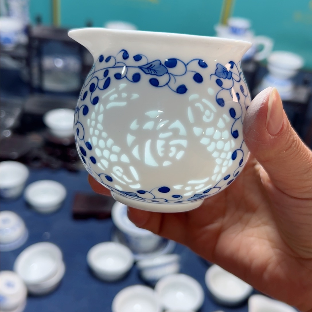 碗手绘雕刻福字公道杯