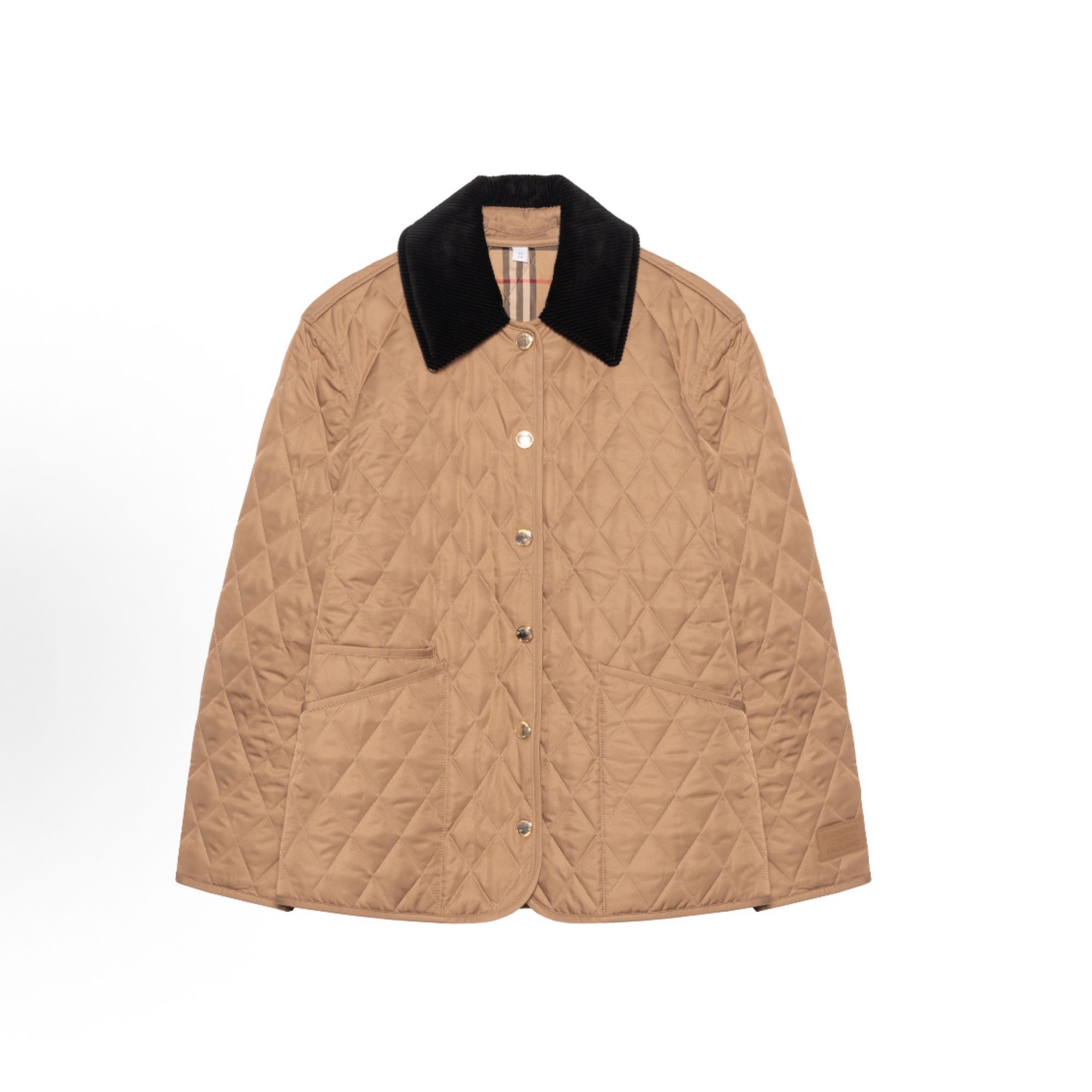 未使用 BURBERRY/博柏利 菱形格纹单排扣休闲长袖棉服 驼色