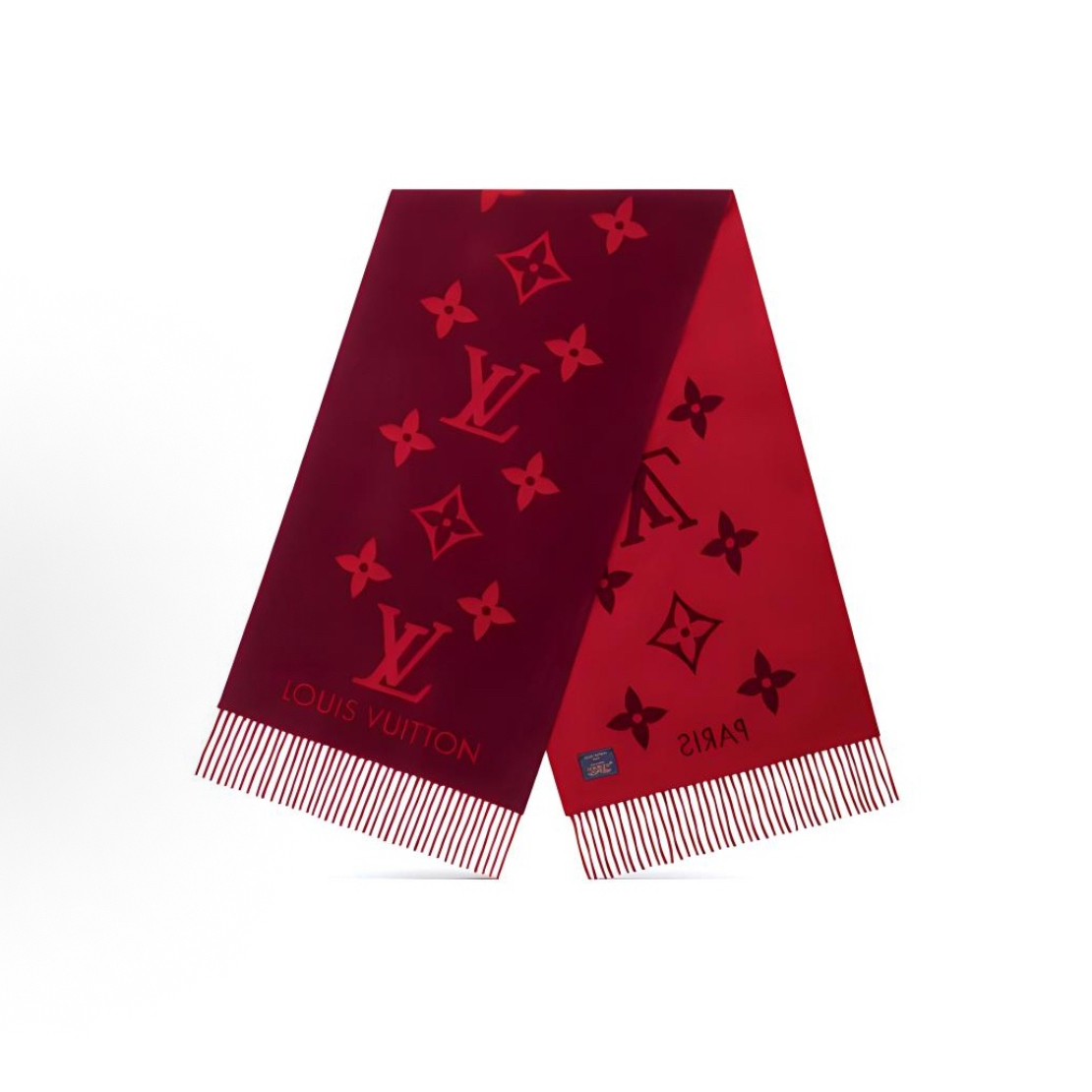 99新 LouisVuitton/路易威登 002305 羊毛绒线围巾双面围巾 红色