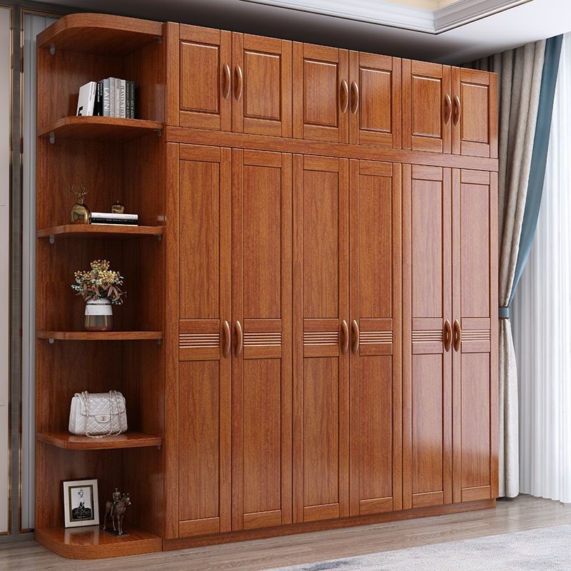 胡桃木实木衣柜实木衣柜家用卧室现代简约多层大储物组合
