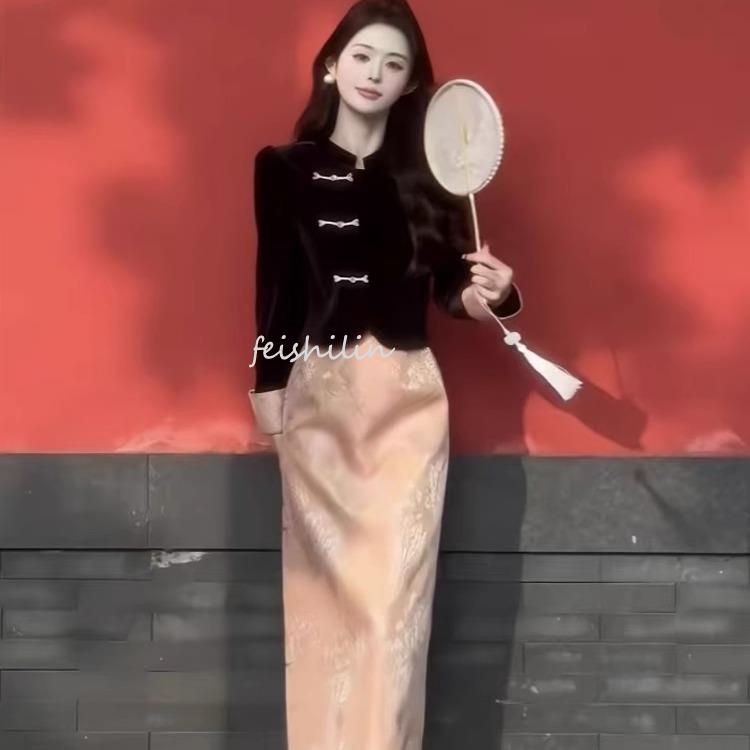 新中式国风套装宝宝周岁宴妈妈礼服订婚女装平时可穿参加婚礼穿搭