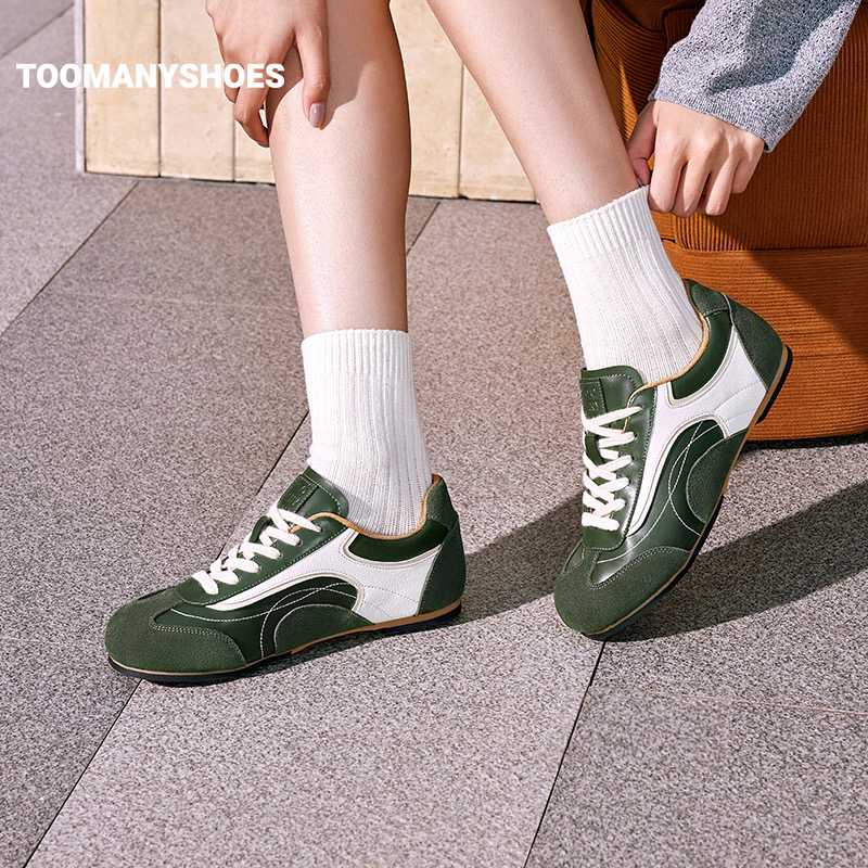 【马君妍同款】Toomanyshoes女鞋2025新款左岸咖啡运动休闲鞋德训鞋