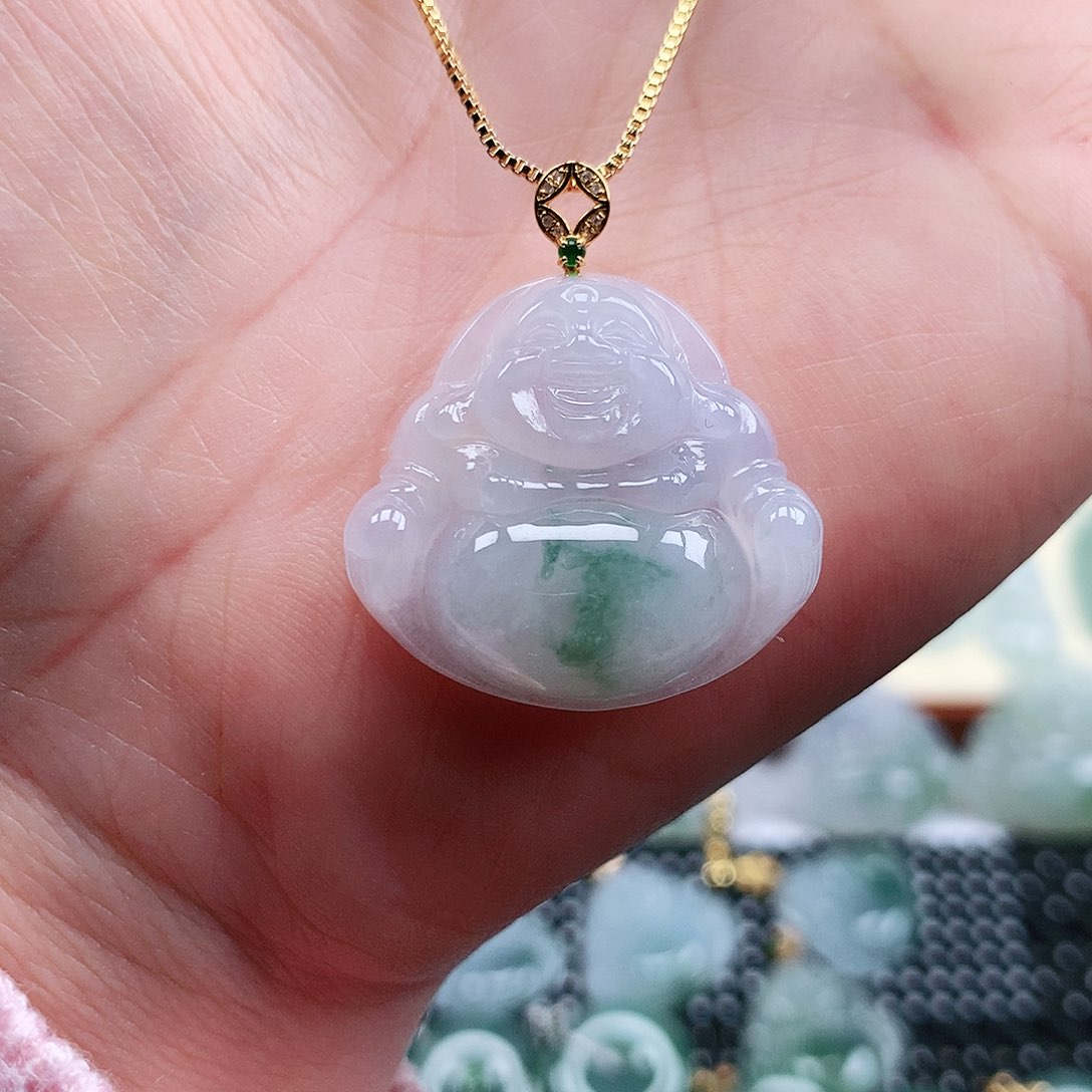 【闪购商品】翡翠吊坠(不含链)18K金镶嵌佛公