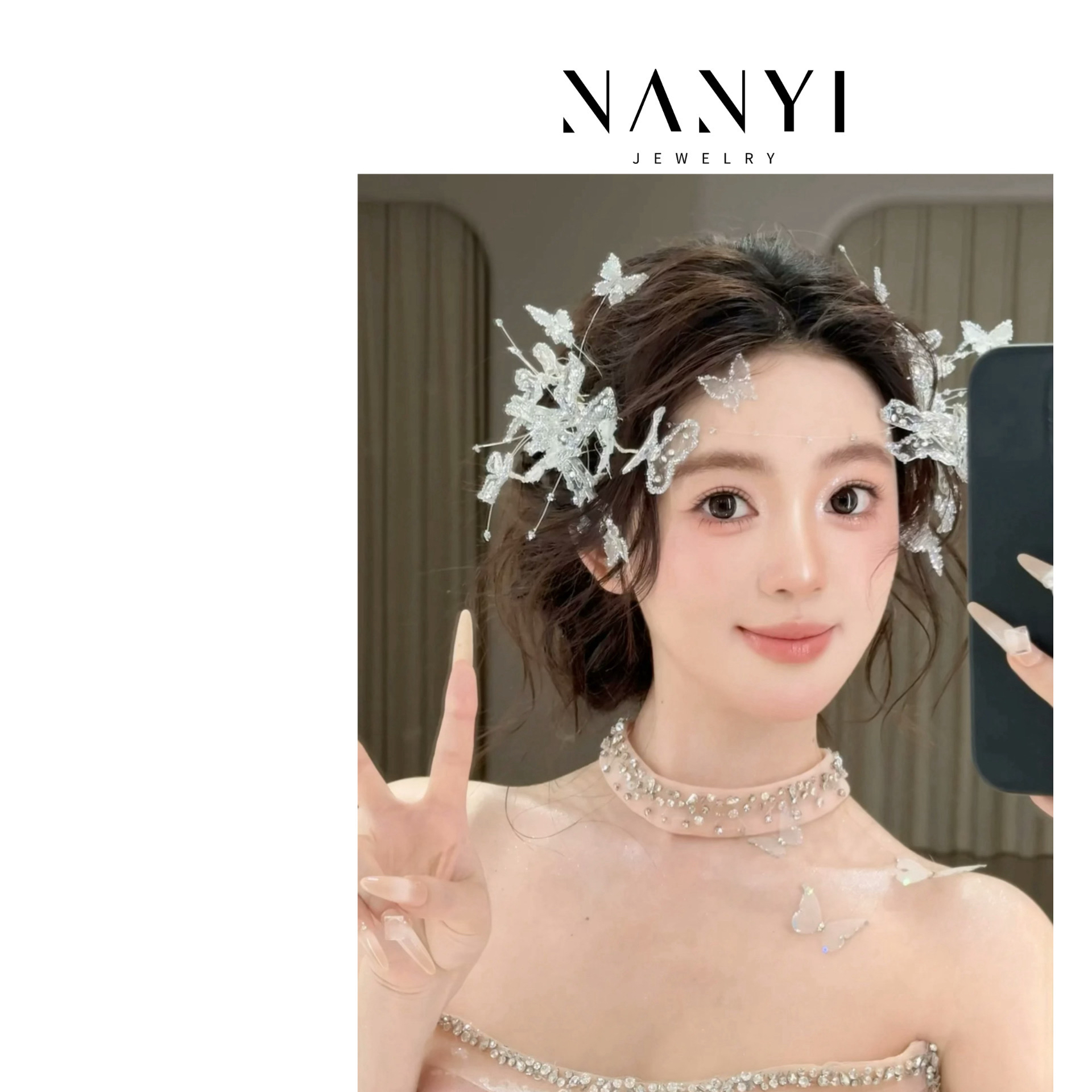 南一｜手作 碎钻灰调 凝胶蝴蝶多用款 