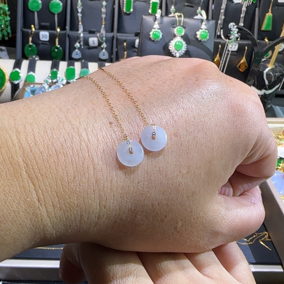 翡翠18K金镶嵌颈饰耳线