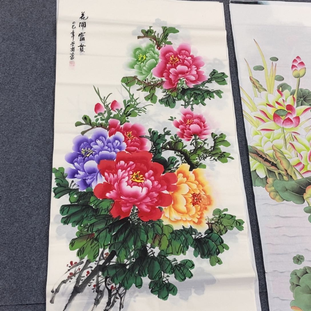 国画尺寸140✖️70精品手绘牡丹