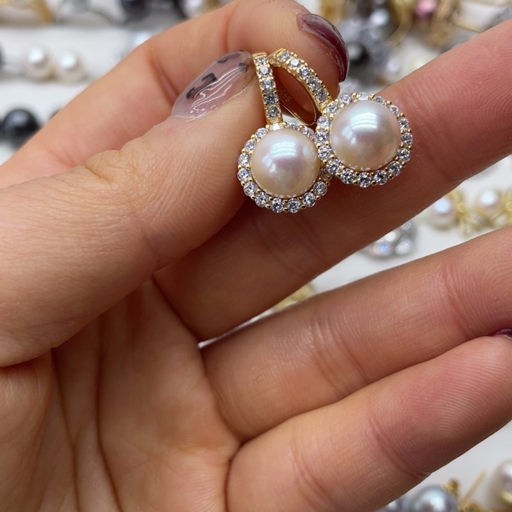 海水珍珠耳饰银S925镶嵌