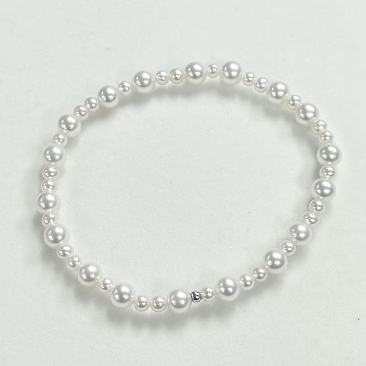 喜珠阁淡水珍珠白珠银球手链弹力绳
