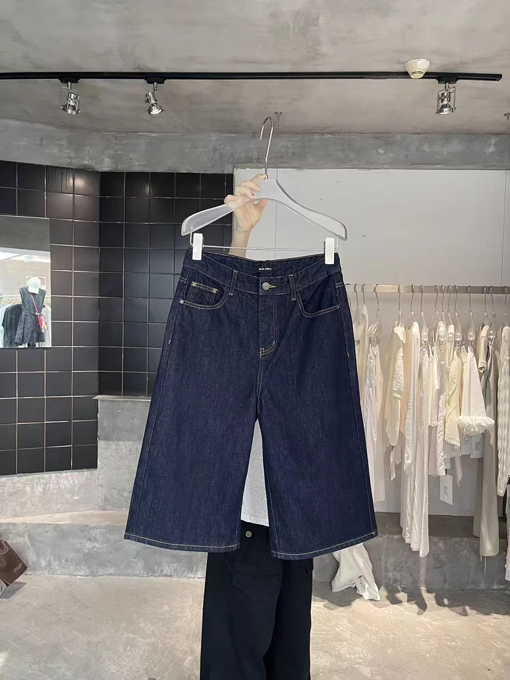 【清】NO退换ONEXH·IN choose u2025明线原色牛仔七分韩版显瘦中裤