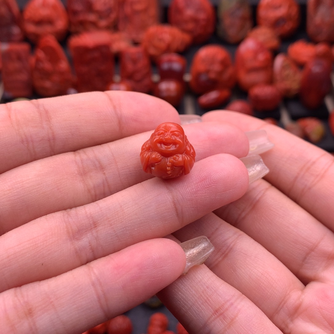 南红玛瑙南红川料弥勒佛13.5mm未镶嵌