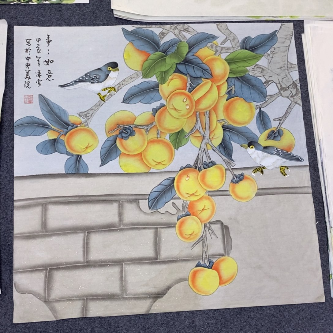 国画尺寸68✖️68手绘工笔斗方