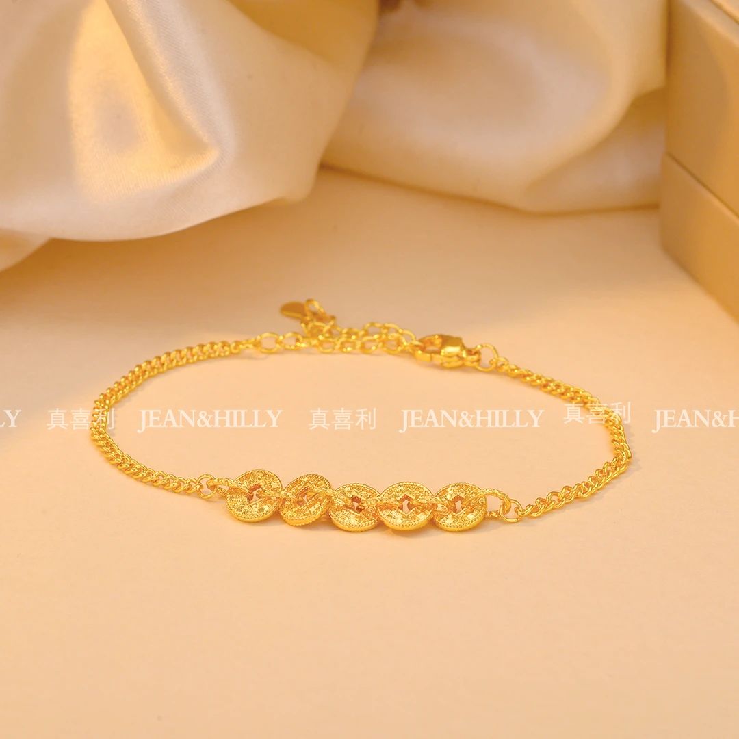 铜合金手链 【 碎碎冰铜钱】手链  可调节手串氛围感配饰饰品简约百