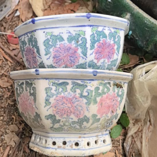 穿***乙五彩瓷器花盆2个包邮