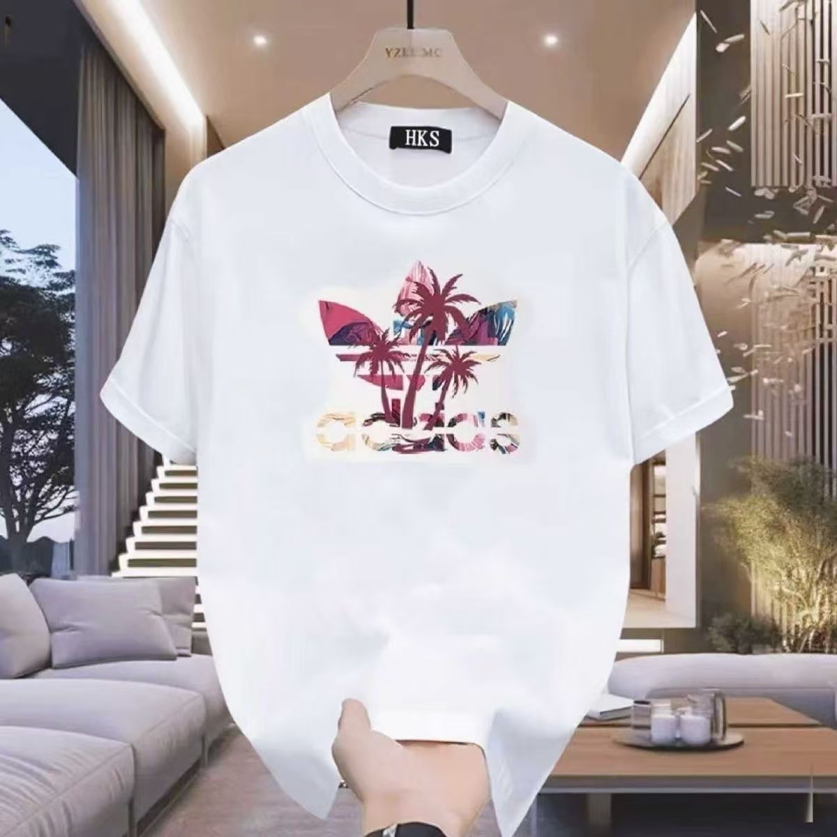 夏季圆领半袖上衣印花T恤时尚夏季休闲韩版潮流ins情侣春夏款