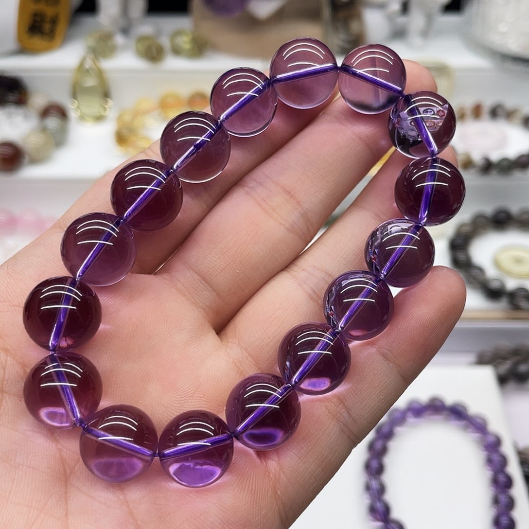 水晶手串未镶嵌纯天然巴西紫水晶手串