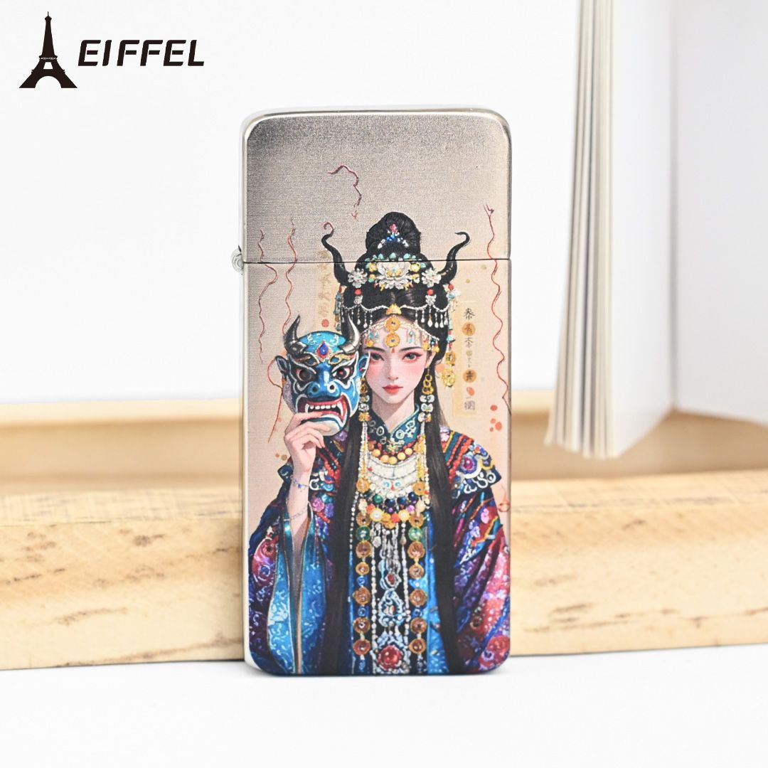 EIFFEL/埃菲尔E03超薄防风打火机傩戏面具个性创意节日送礼佳品