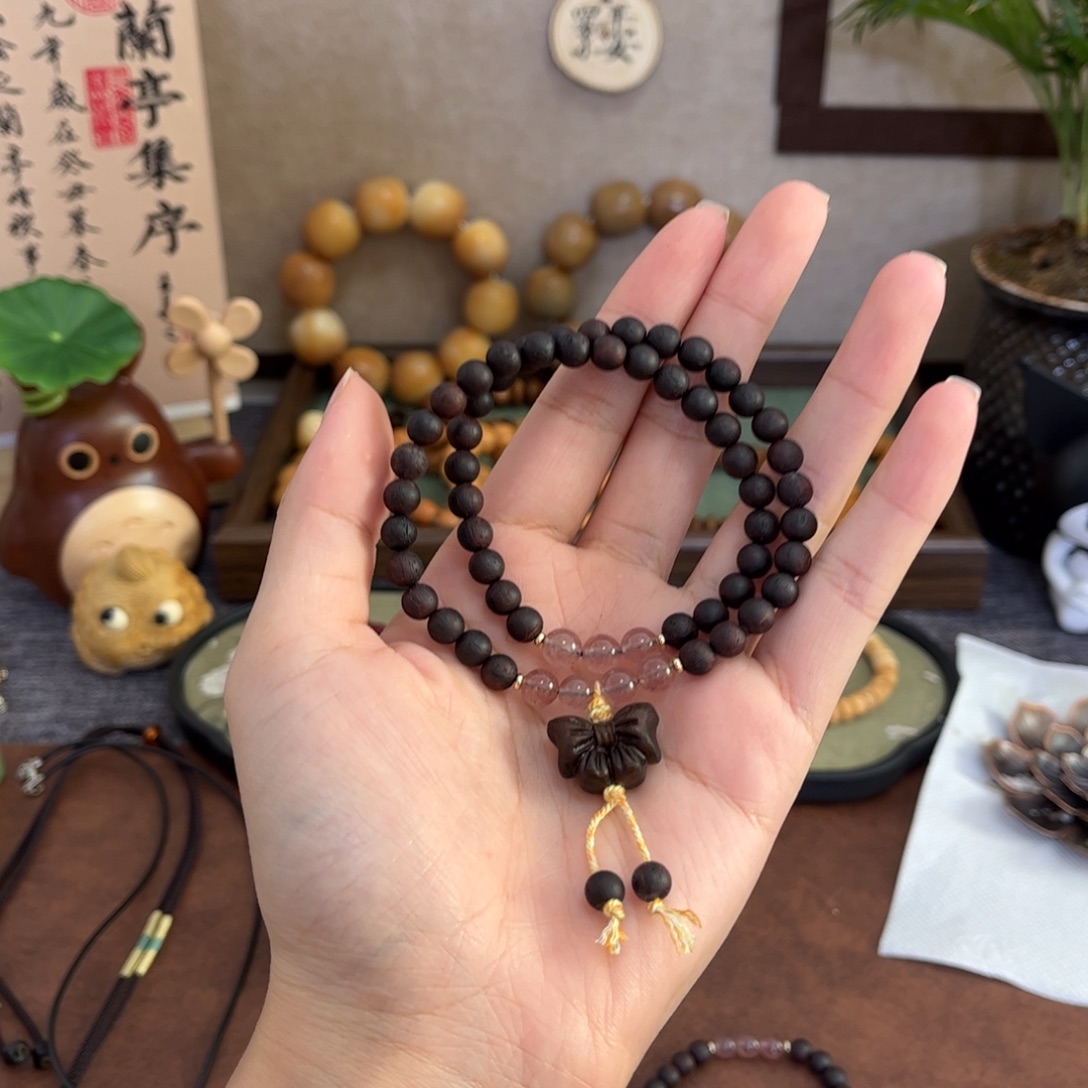 降真香手串/手链0.6双圈蝴蝶结