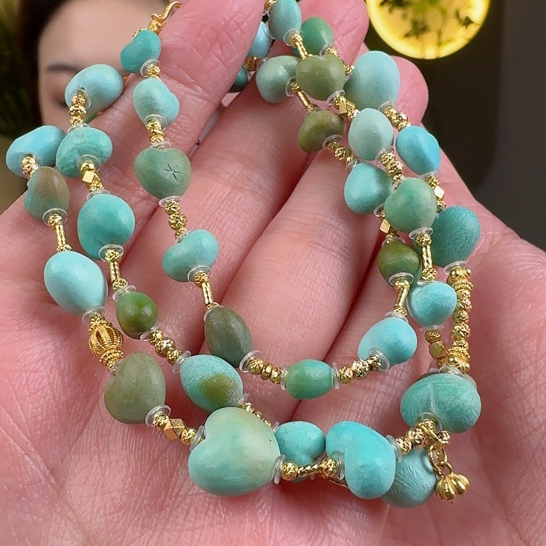 绿松石珠宝奇石18K金镶嵌